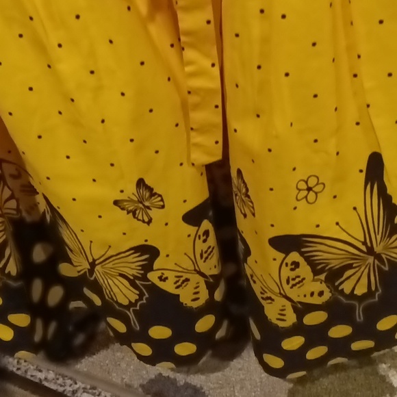 NWOT Shrawanti gold&black polkadot dress w butterflies & belt Sz 32 EU/23/14 US - Picture 13 of 15